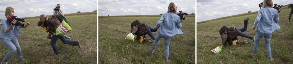 Vengrijos televizija atleido operatorę, apspardžiusią migrantus