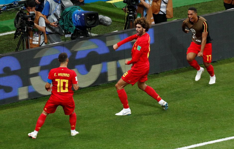 Belgijos futbolininkai dramatiškai išsigelbėjo pasaulio čempionato aštuntfinalyje