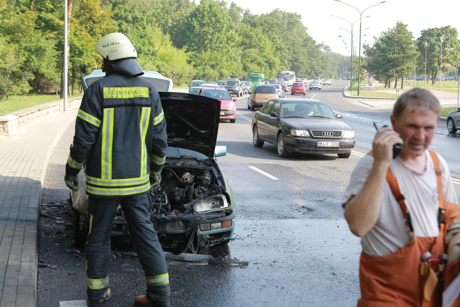 Klaipėdoje, prie universiteto užsidegė automobilis