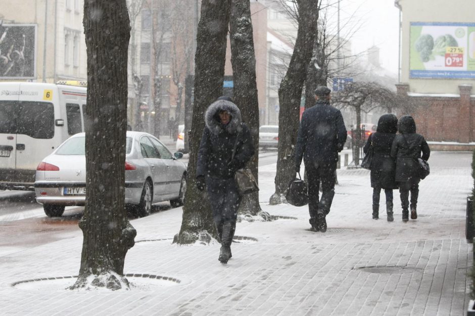 Žiema trauktis neskuba: pajūryje – žvarbus vėjas ir sniegas