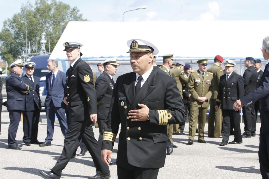 Karinių jūrų pajėgų vadų pasikeitimo ceremonija.