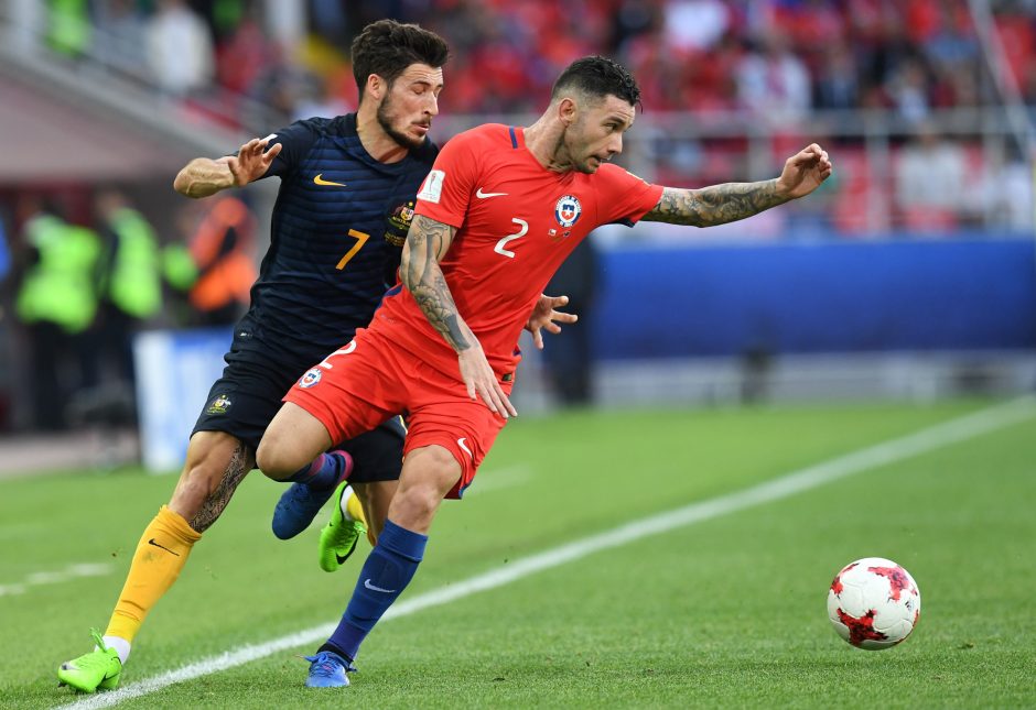 Čilės ir Australijos futbolininkų kova pasibaigė lygiosiomis