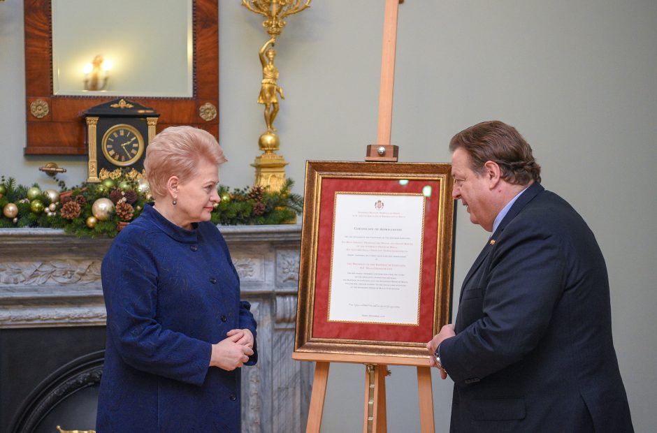 D. Grybauskaitei – asmeninė Maltos ordino didžiojo magistro padėka