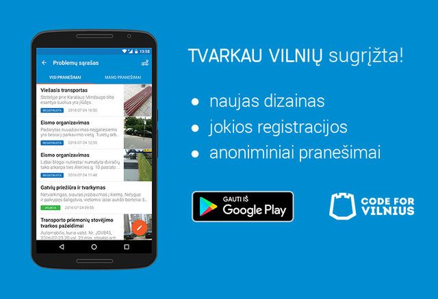 Vilniečiams – raginimai aktyviai naudotis programėle „Tvarkau Vilnių“