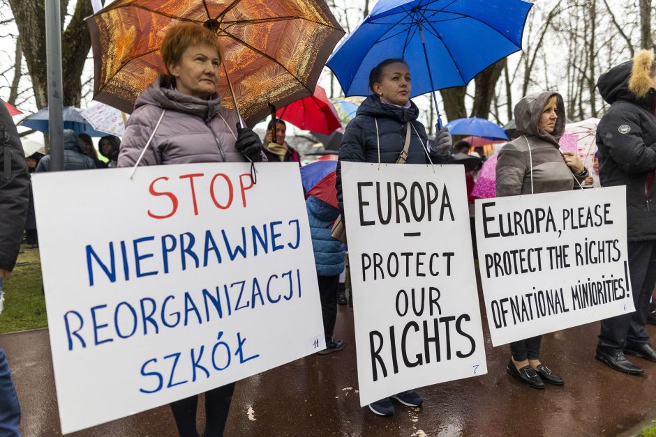 Protestuotojai reikalavo atšaukti Trakų rajono švietimo įstaigų pertvarką