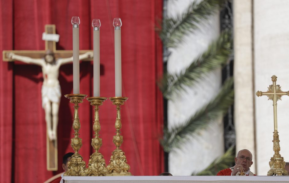 Popiežius Pranciškus palaimino palmių šakeles