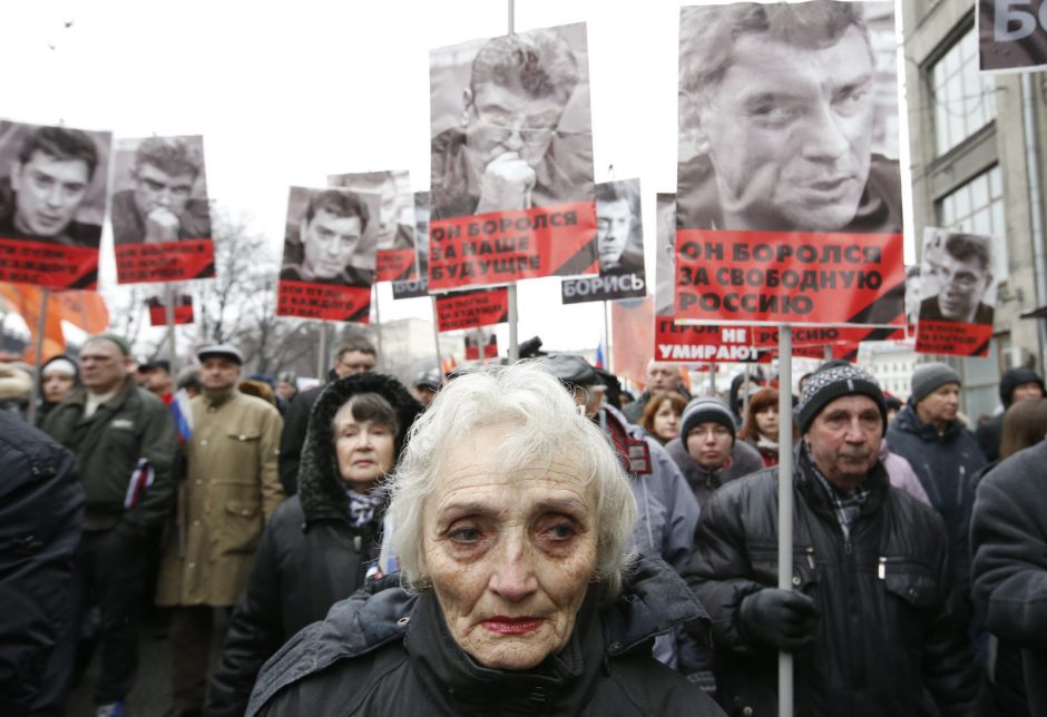 Į eitynes B. Nemcovui atminti susirinko tūkstančiai