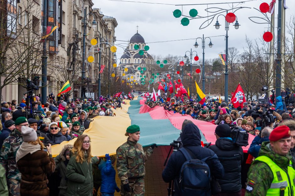 Šventinis trijų Baltijos valstybių pakėlimo ceremonija ir trispalvės nešimas 