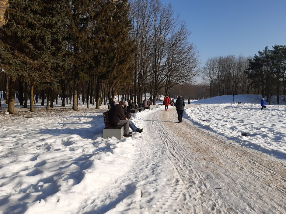 Saulėtos dienos išginė kauniečius į parkus