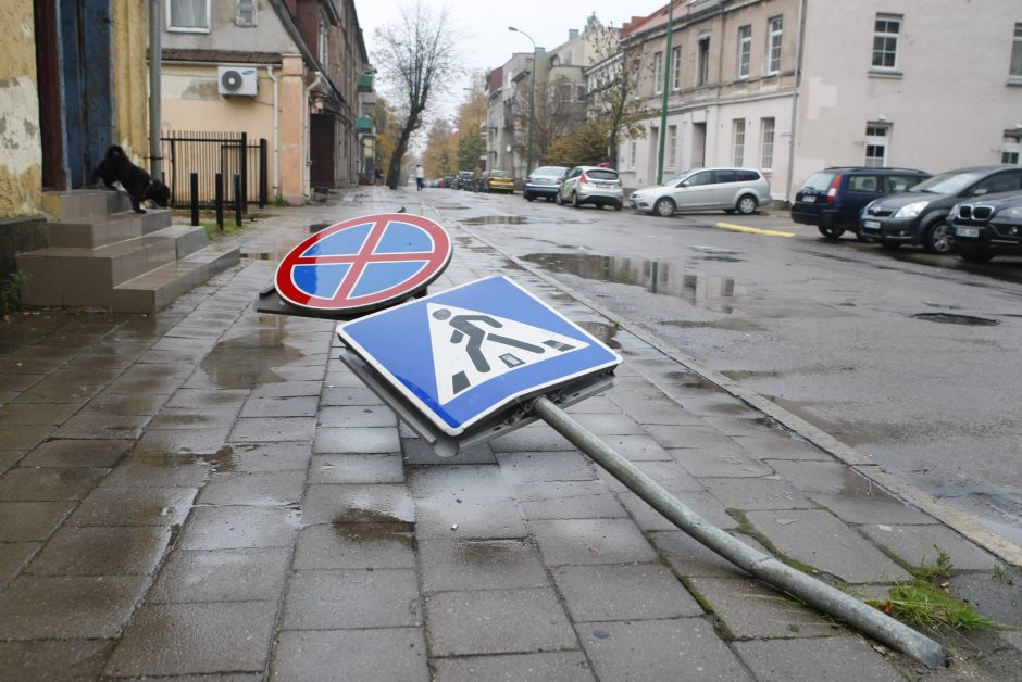 Girti vairuotojai kliudė ir mašinas, ir kelio ženklus