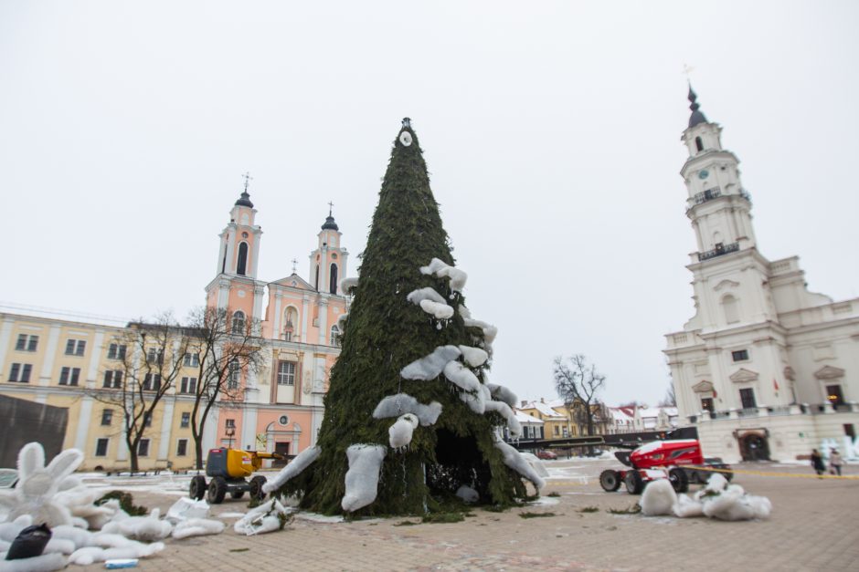 Kaunas atsisveikina su Kalėdų egle: kur dės plastikinius šiaudelius?