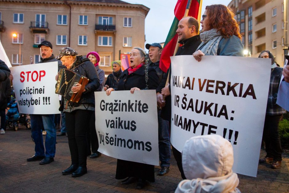 Mitinge prie Seimo reikalaujama stabdyti šeimų ardymą ir vaikų atiminėjimą