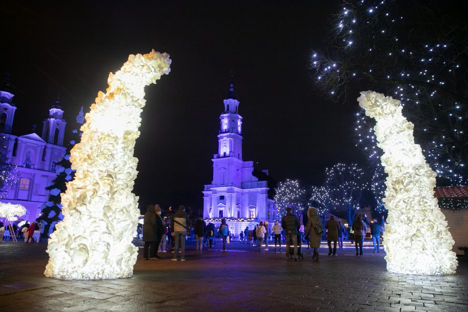 Šventinės Kauno Kalėdų eglės įžiebimo akimirkos