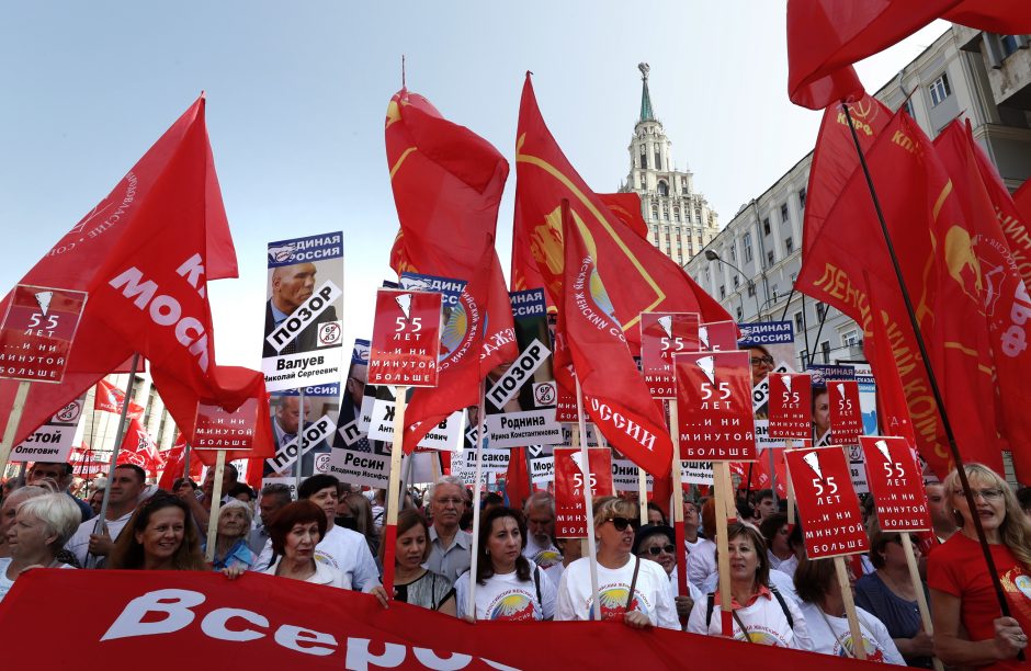 Rusijoje vyko protestai prieš pensijų reformą