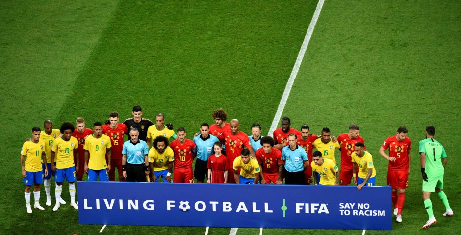 Belgijos futbolininkai įveikė brazilus ir pateko į čempionato pusfinalį