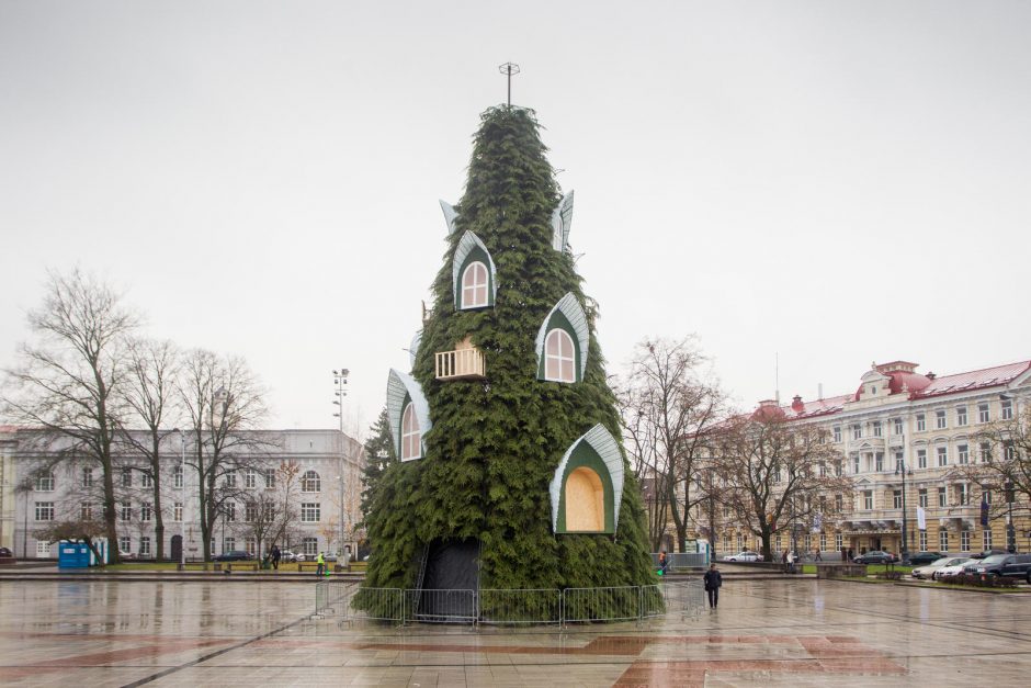 Padabinta Kalėdų eglė Katedros aikštėje