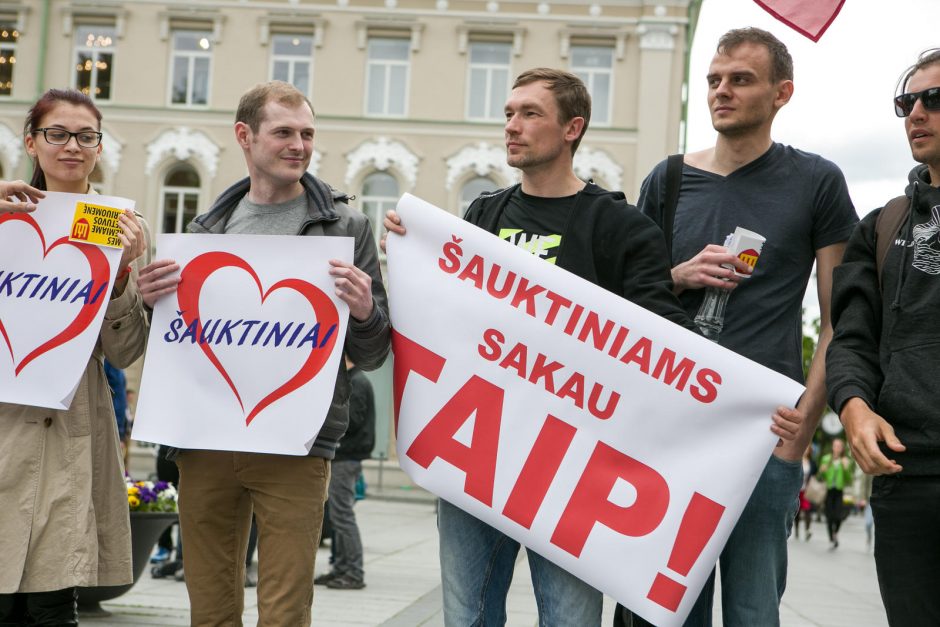 Dešimtys žmonių mitinge protestavo prieš šauktinių grąžinimą