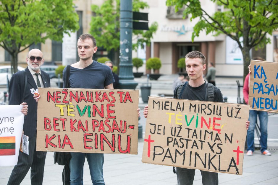 Dešimtys žmonių mitinge protestavo prieš šauktinių grąžinimą