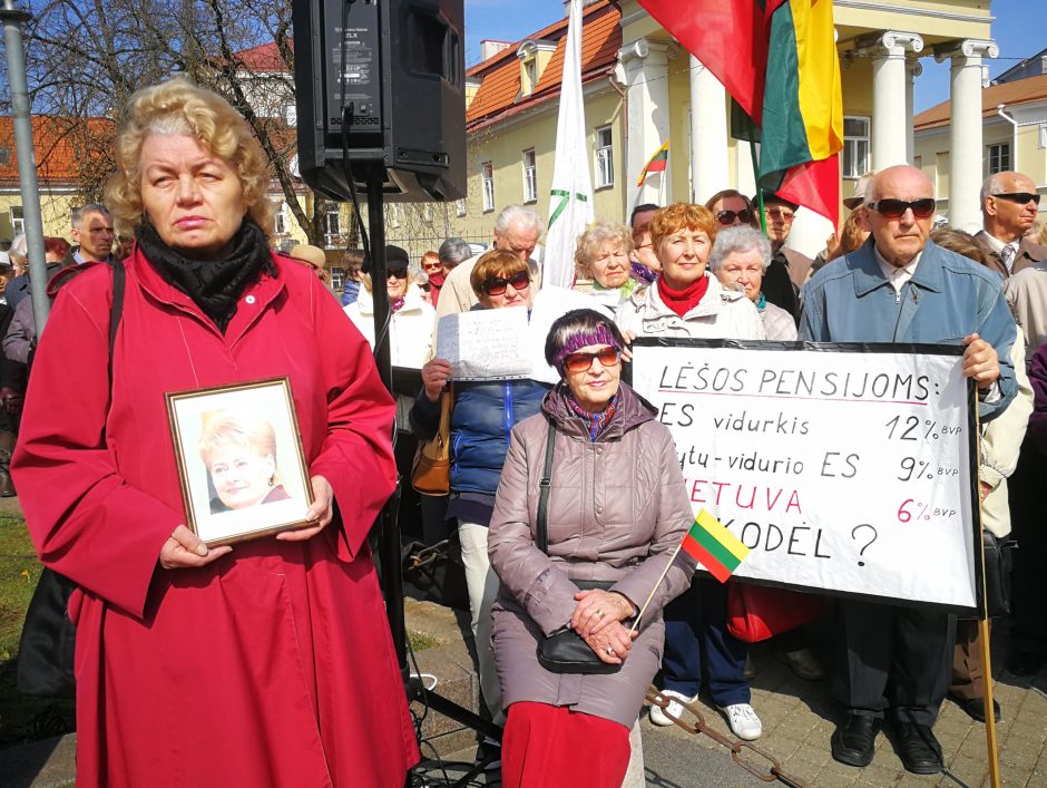 Mitinge pensininkai guodėsi, kad valstybė juos apvagia