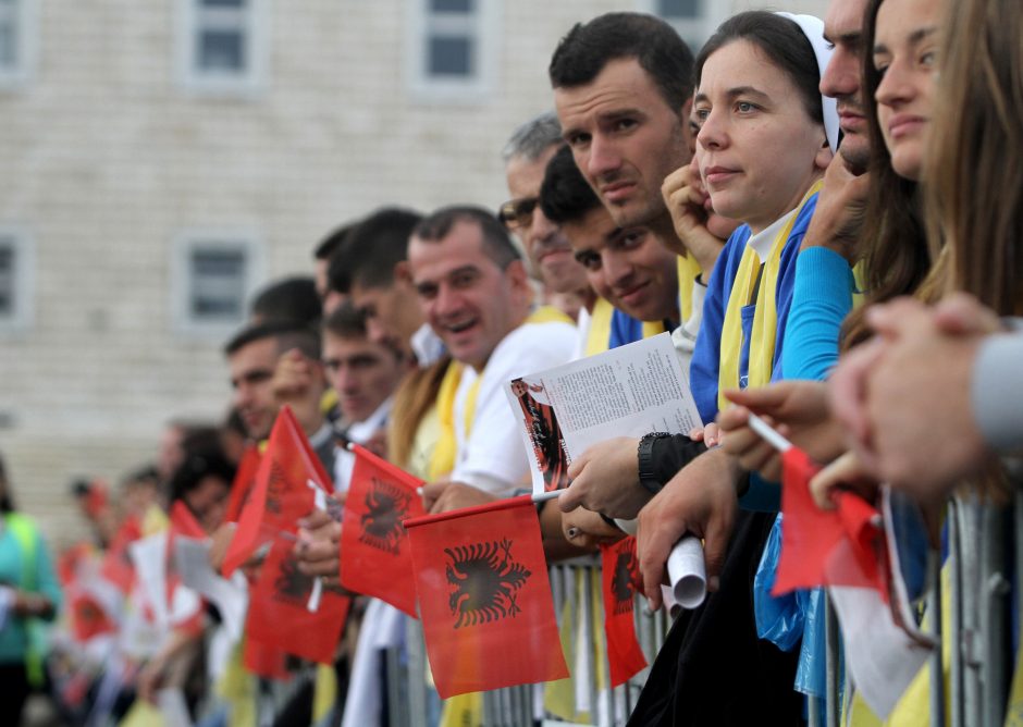 Popiežiaus Pranciškaus sutiktuvės Albanijoje