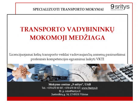 Skelbimas - Keleivių vežimo transporto vadybininkų mokomoji medžiaga ir testai 