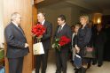 Rusijos Federacijos generalinį konsulą V. Malyginą (kairėje) pasveikino bendrovės &quot;Smiltynės perkėla&quot; gen. direktorius D. Butvydas ir Neringos miesto meras D. Jasaitis.