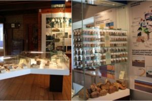V. Into muziejuje rastas lobis su mineralais ir uolienomis