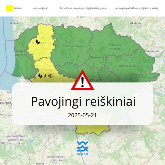 On Wednesday, some Lithuanian counties predict dangerous phenomena