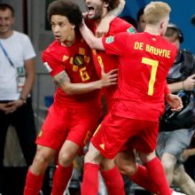 Belgijos futbolininkai dramatiškai išsigelbėjo pasaulio čempionato aštuntfinalyje