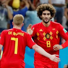 Belgijos futbolininkai dramatiškai išsigelbėjo pasaulio čempionato aštuntfinalyje