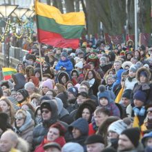 Nepriklausomybės atkūrimo proga Klaipėdoje – vėliavų upė