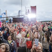 Patriotiškai nusiteikę klaipėdiečiai traukė Lietuvos himną