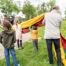 Sveikinimai Kaunui: gimtadienio proga – didžiulė miesto vėliava