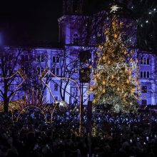 Žingsnis link Kalėdų: įžiebta žvaigždėmis puošta Kauno eglutė!