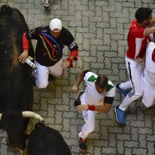 Ispanijoje per septintąjį bėgimą su buliais sužeisti šeši žmonės, bet niekas nesubadytas