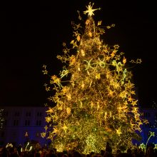 Žingsnis link Kalėdų: įžiebta žvaigždėmis puošta Kauno eglutė!