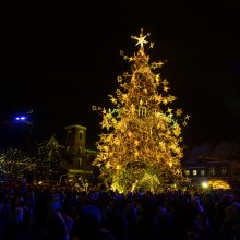 Žingsnis link Kalėdų: įžiebta žvaigždėmis puošta Kauno eglutė!