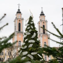 Rotušės aikštėje pabiro plunksnomis, kurias išbarstė virš miesto praskridęs angelas 