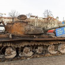 Incidentai prie rusų tanko tęsiasi: šįkart sulaikytas vyras, purškęs dažais