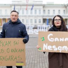 Daukanto aikštėje – demonstracija dėl naktinių taikiklių įteisinimo: prašo vetuoti Seimo sprendimą