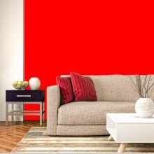  Saikingai: renkantis interjerui intensyvią raudoną spalvą, ją reikėtų naudoti didesnėje erdvėje ir tik vienai sienai. 
