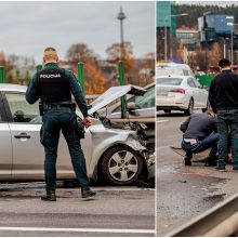 Ant tilto sostinėje pavojingai manevravęs automobilis sukėlė avariją: nusidriekė spūstys