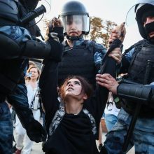 Per demonstraciją Maskvoje buvo sulaikyta beveik 1,4 tūkst. žmonių