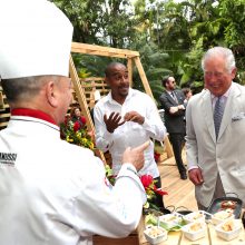 Princas Charlesas Havanoje plakė mochitą ir trynė cukranendres