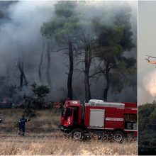 Graikijoje priešgaisriniai orlaiviai toliau gesina liepsnojančius miškus
