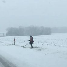 Užfiksuotas vaizdas atėmė žadą: roges ruošk vasarą, žolę pjauk žiemą?