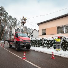 Autobusas Vičiūnuose nulaužė pušį, ši virsdama nutraukė elektros laidus