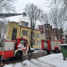 Aliarmas Trakų gatvėje: užkūrus retai naudojamą židinį, daugiabučio kaminas ėmė spjaudytis ugnimi