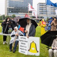 Šeimų sąjūdžio mitinge – ir Seimo nariai: protestuotojai piktinosi valdžios sprendimais