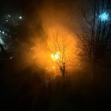 Vidurnakčio gaisras Šilainiuose: visureigis virto ugnies fakelu, įtariamas padegimas